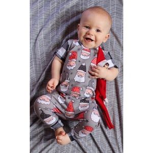 Custom Buffalo Plaid/Hip Santa Christmas Romper